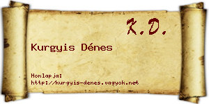 Kurgyis Dénes névjegykártya